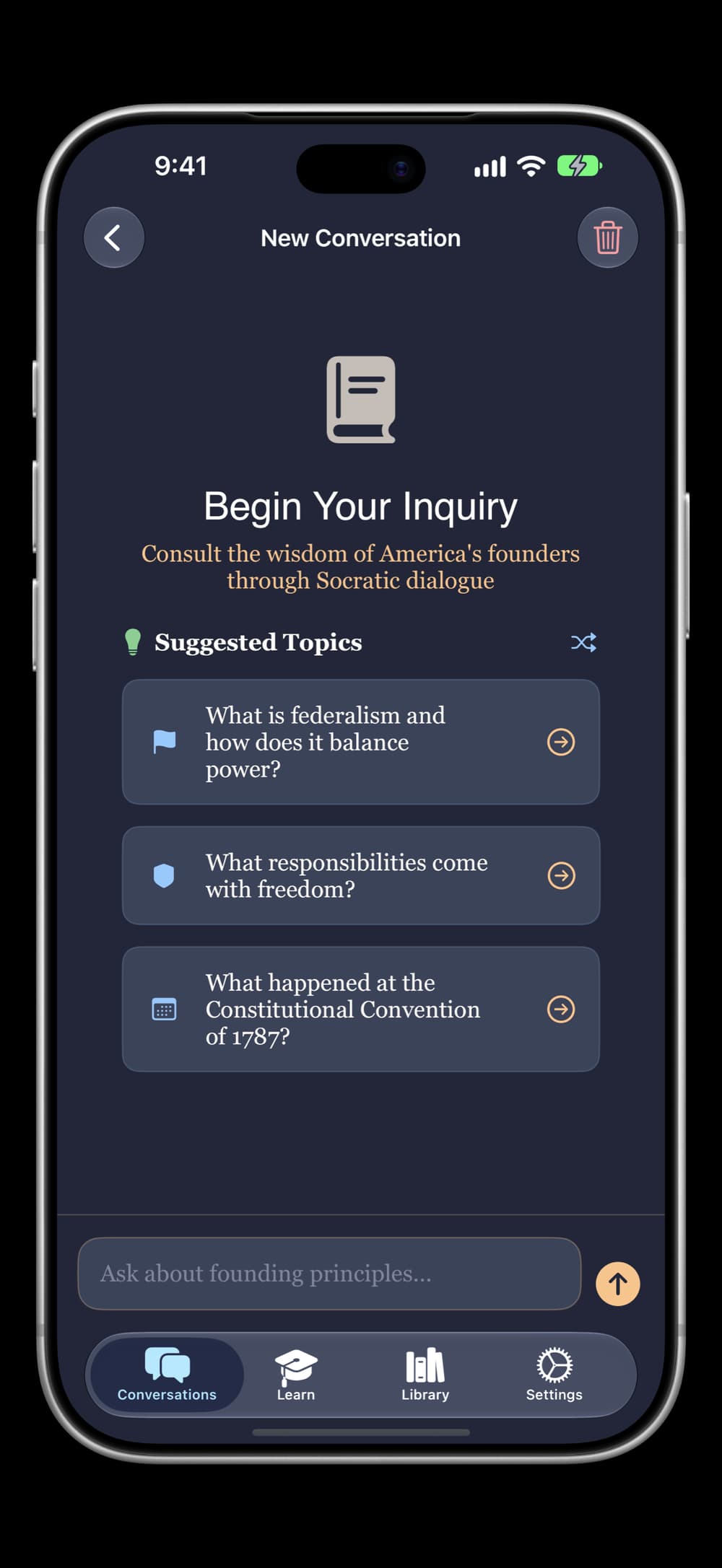 Founding Minds app screenshot